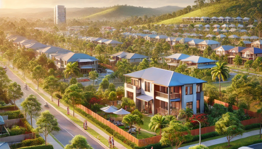 Everton Hills from above, showing a blend of tiled roofing across residential properties.