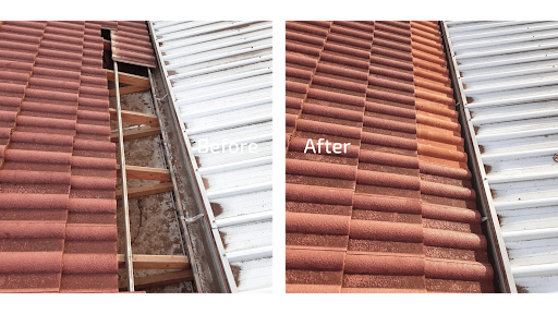 BEFORE AND AFTER - Close-up of roof tiles expanding and contracting due to temperature changes